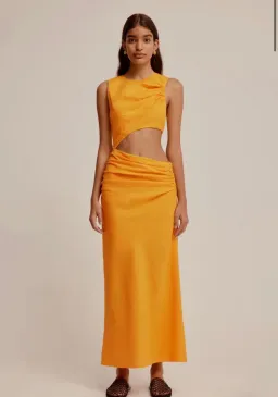 VENROY LINEN CUT OUT DRESS SAFFRON SIZE S for rent on The Volte - image 1
