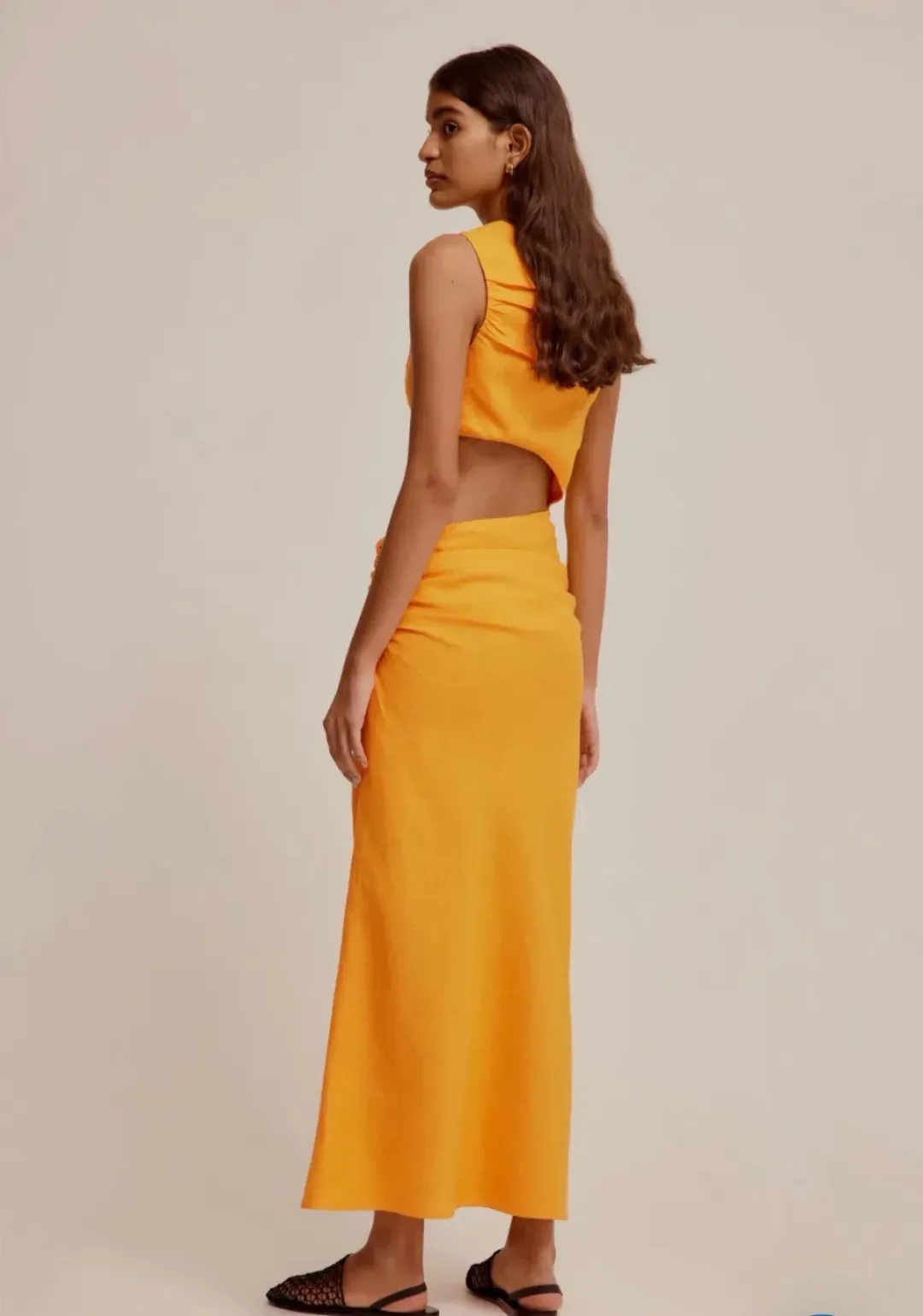 VENROY LINEN CUT OUT DRESS SAFFRON SIZE S for rent on The Volte - main image