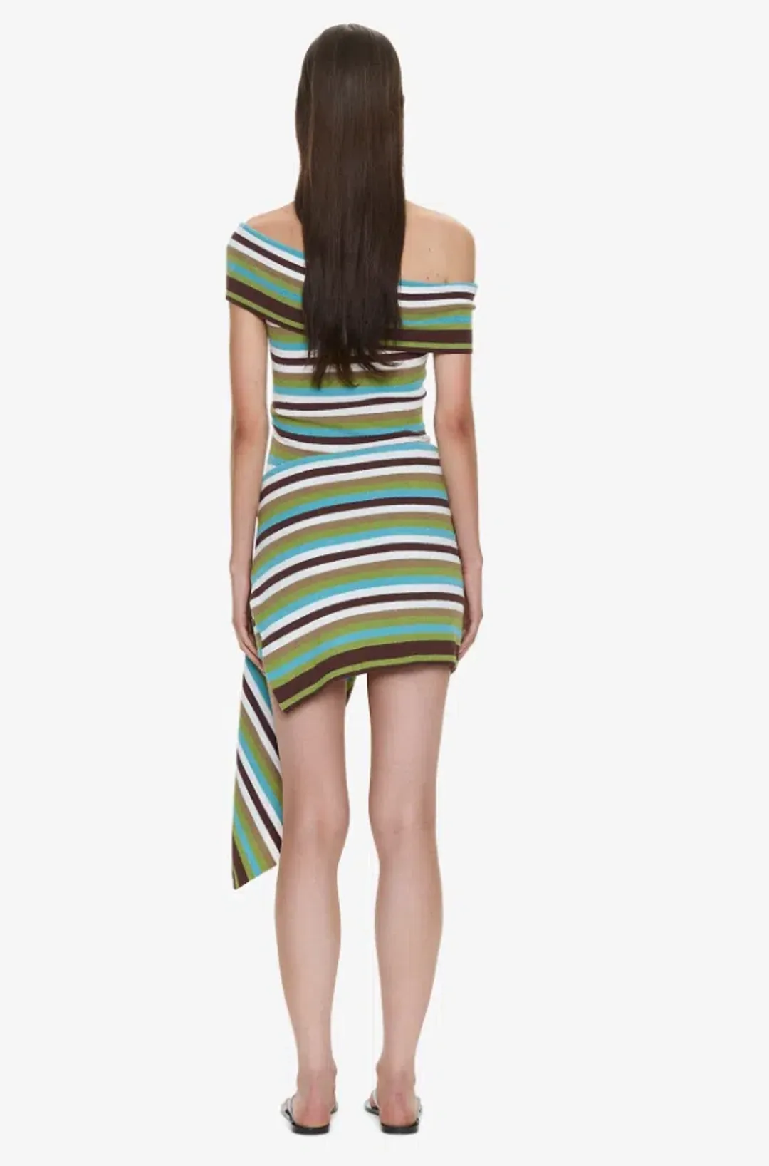 Christopher Esber Stripe Knit Extension Drape Mini Dress vert stripe Size S for rent on The Volte - main image