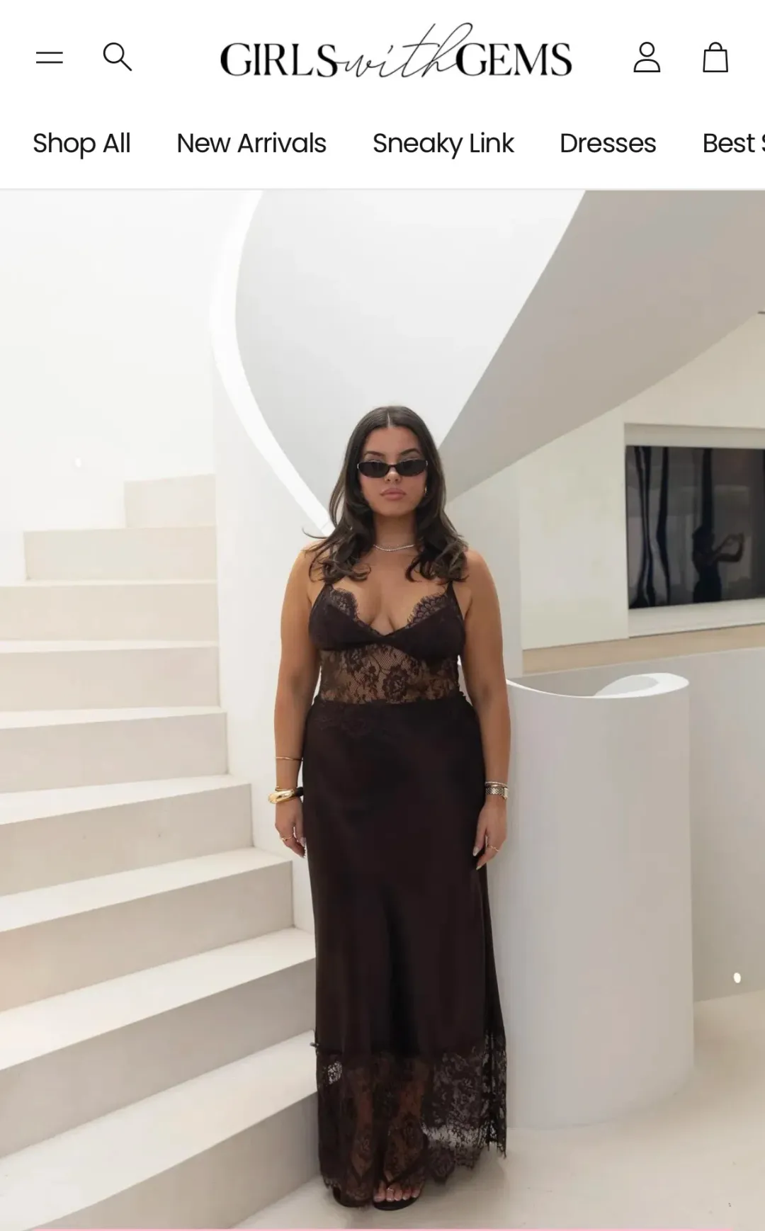 Sneaky Link Jaz Hand Lace Maxi Dress Chocolate Size 16/XXL for rent on The Volte - main image