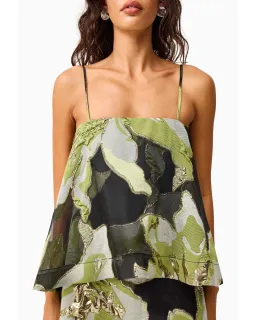Elliatt Elysia Tiered Gown Black Green Floral Size L for rent on The Volte - image 5