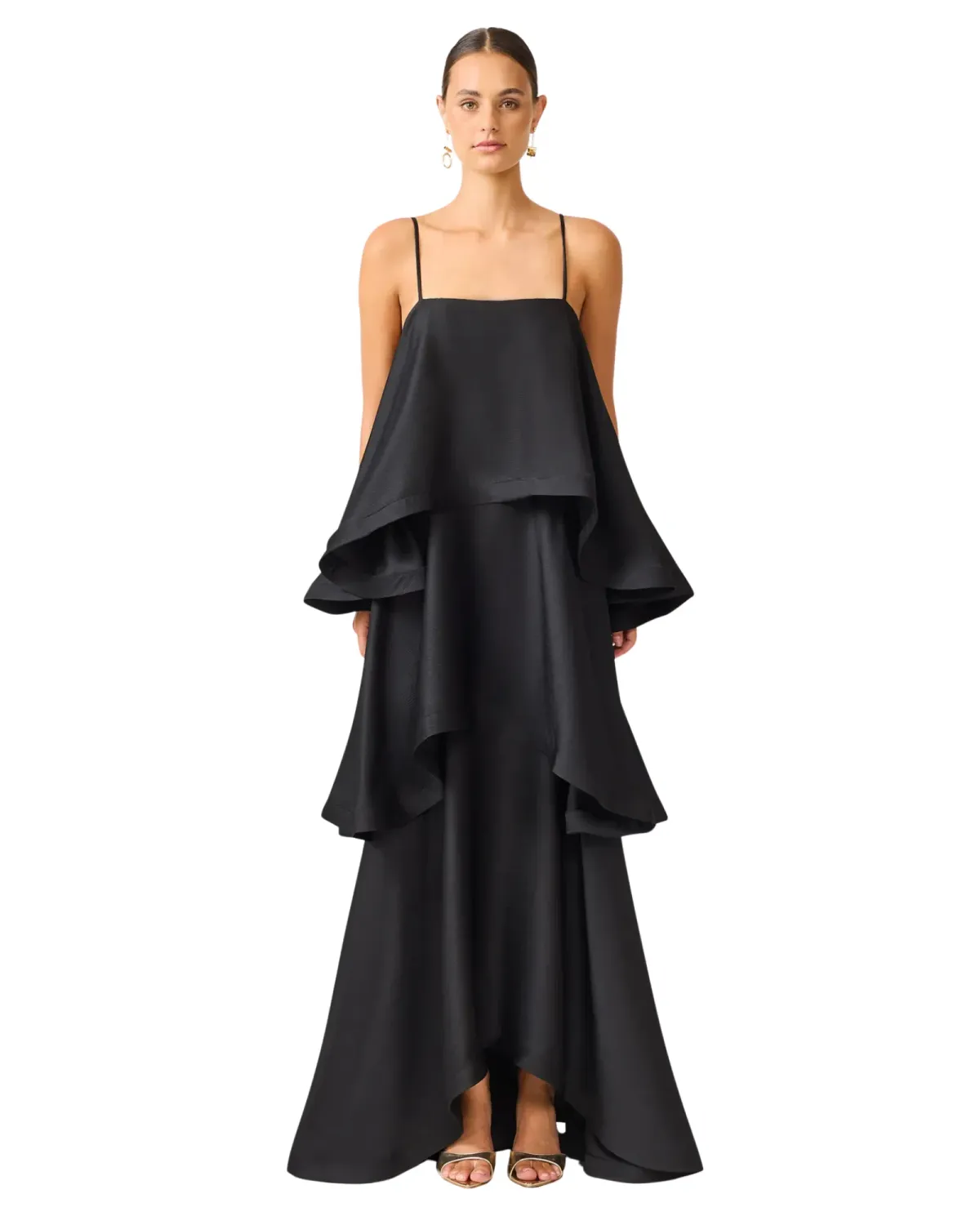 Elliatt Tilly Tiered Maxi Dress Black Size XL for rent on The Volte - main image