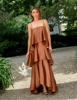 Elliatt Tilly Tiered Maxi Dress in Toffee Brown Size s/8 for rent on The Volte - image 1