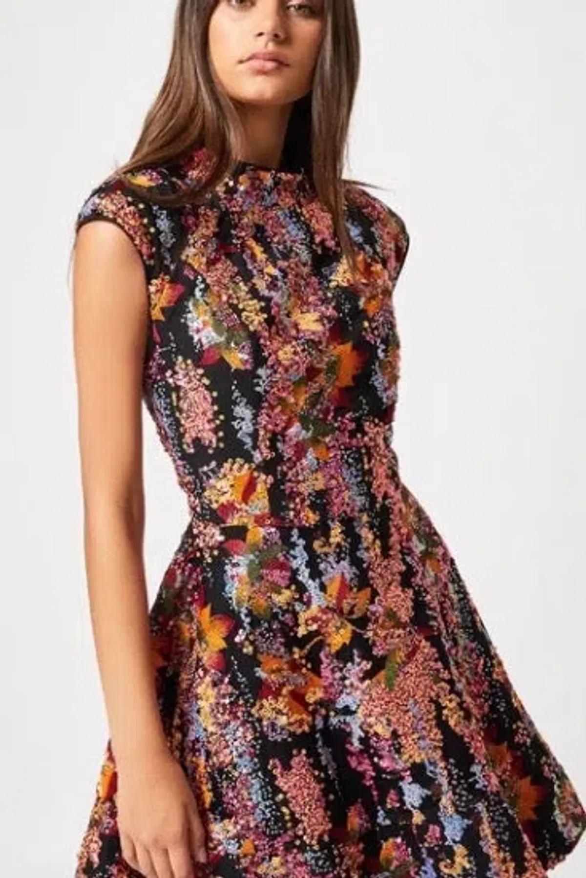 Elliatt - Blair Dress - Sequin Floral Multi - Size S for rent on The Volte - main image