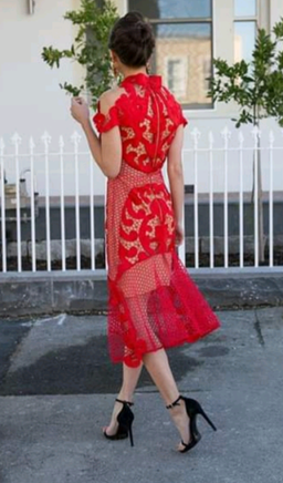 Stunning THURLEY Rose Ceremony Red Midi Dress - Size 6 - RRP $649.99 for rent on The Volte - image 3