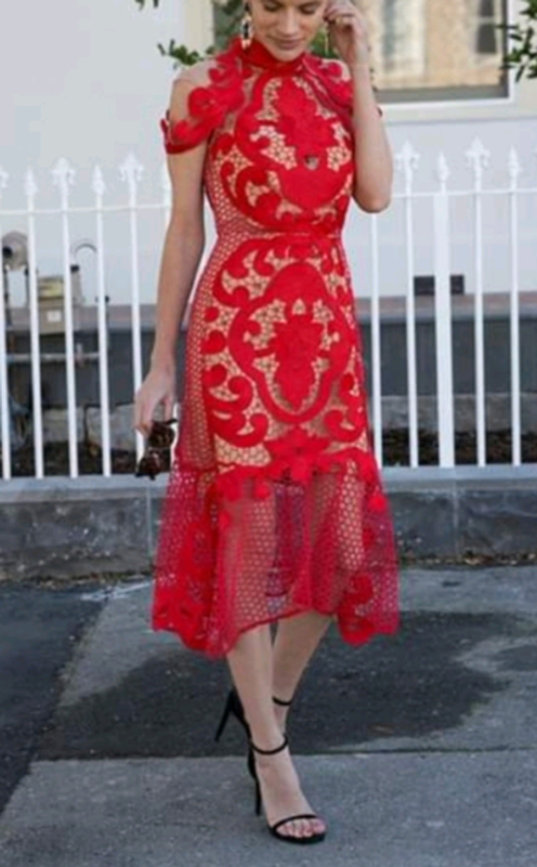 Stunning THURLEY Rose Ceremony Red Midi Dress - Size 6 - RRP $649.99 for rent on The Volte - main image