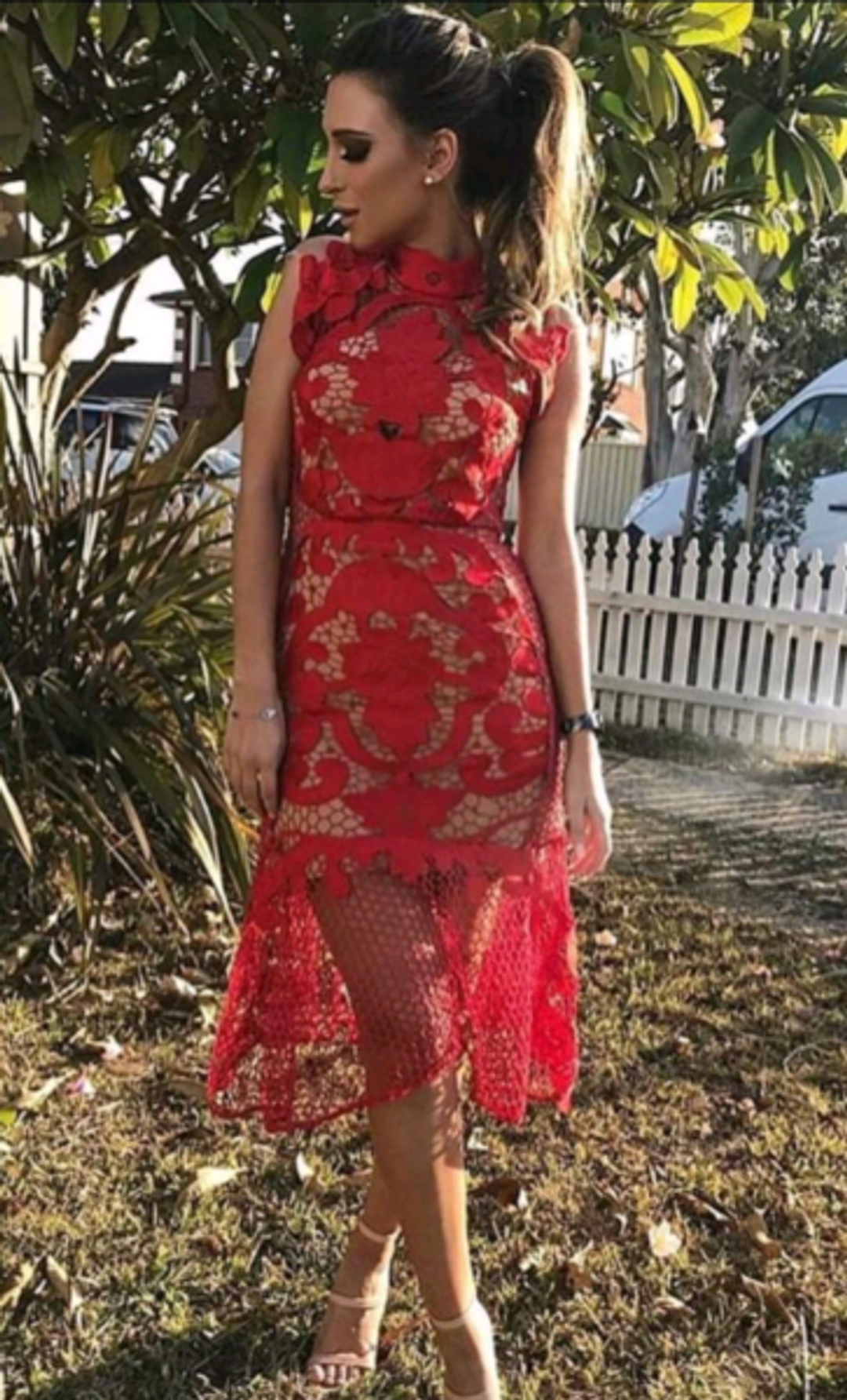 Stunning THURLEY Rose Ceremony Red Midi Dress - Size 6 - RRP $649.99 for rent on The Volte - main image
