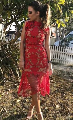Stunning THURLEY Rose Ceremony Red Midi Dress - Size 6 - RRP $649.99 for rent on The Volte - image 8