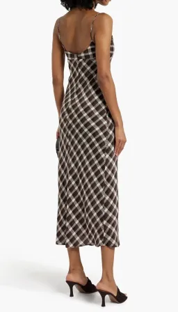 Bec & Bridge Chiara Checked Crepe Midi Dress Chocolate size AU 6 for rent on The Volte - image 4