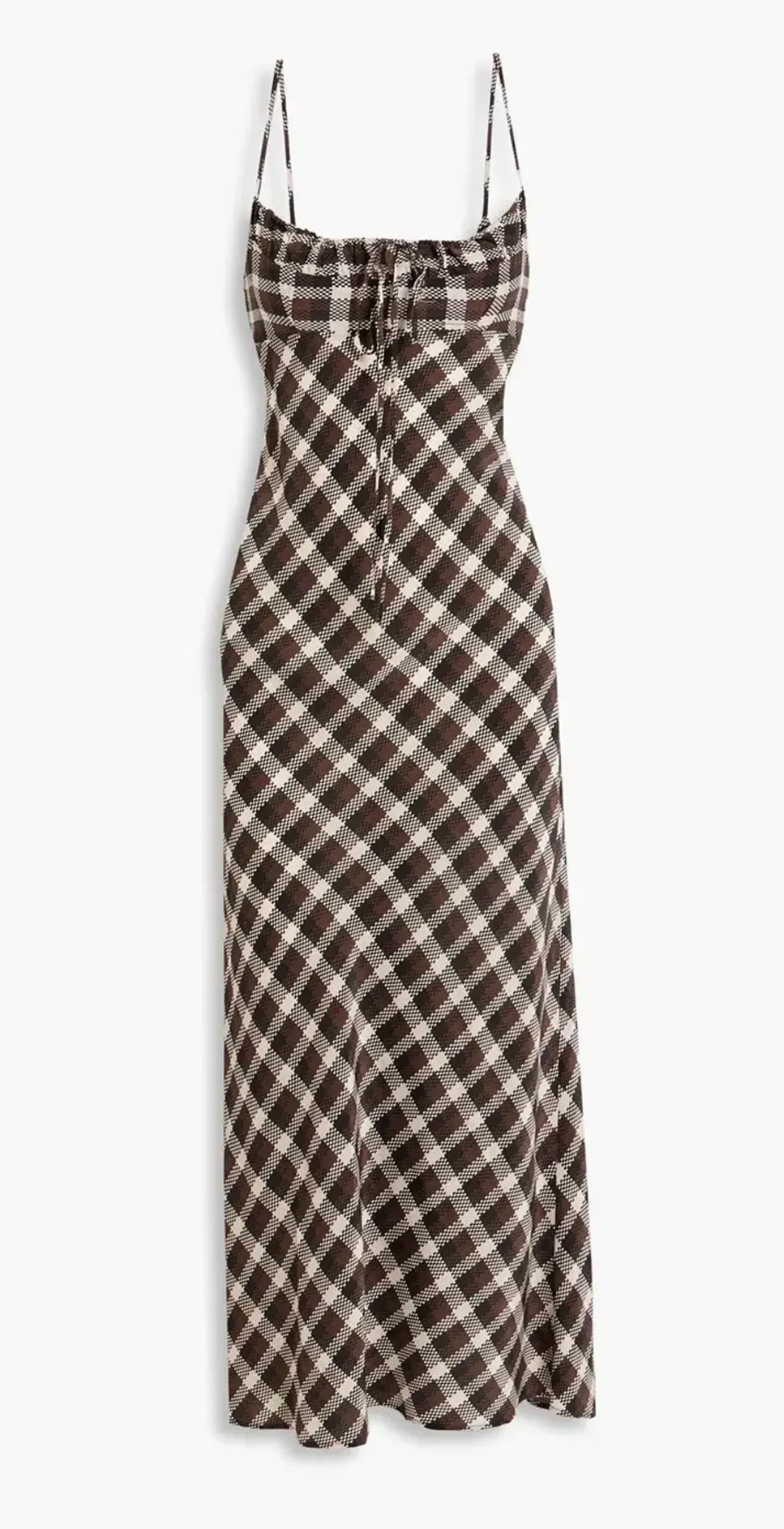 Bec & Bridge Chiara Checked Crepe Midi Dress Chocolate size AU 6 for rent on The Volte - main image