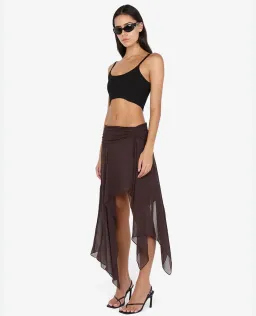 Bec & Bridge TALLIS ASYM SKIRT Dark Chocolate size AU 6 for rent on The Volte - image 1
