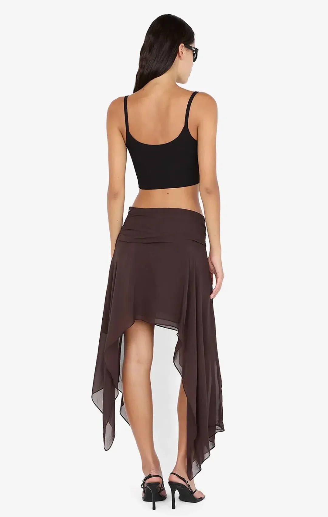 Bec & Bridge TALLIS ASYM SKIRT Dark Chocolate size AU 6 for rent on The Volte - main image