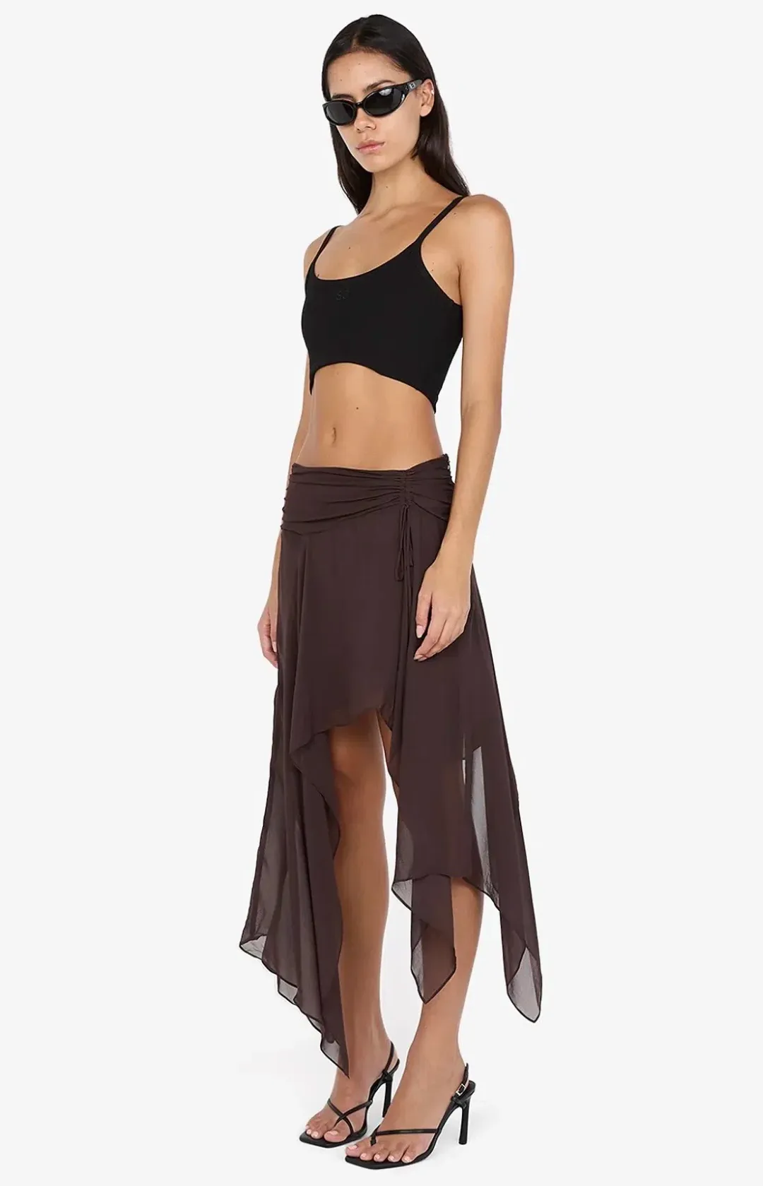 Bec & Bridge TALLIS ASYM SKIRT Dark Chocolate size AU 6 for rent on The Volte - main image