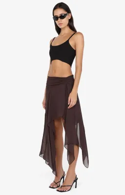 Bec & Bridge TALLIS ASYM SKIRT Dark Chocolate size AU 6 for rent on The Volte - image 3