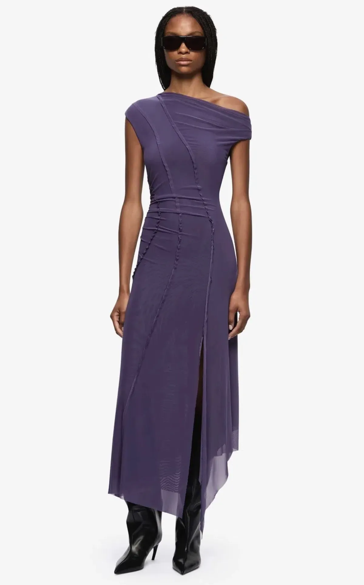 Bec & Bridge Delila Asym Midi Dress in Amethyst size AU 8 for rent on The Volte - main image