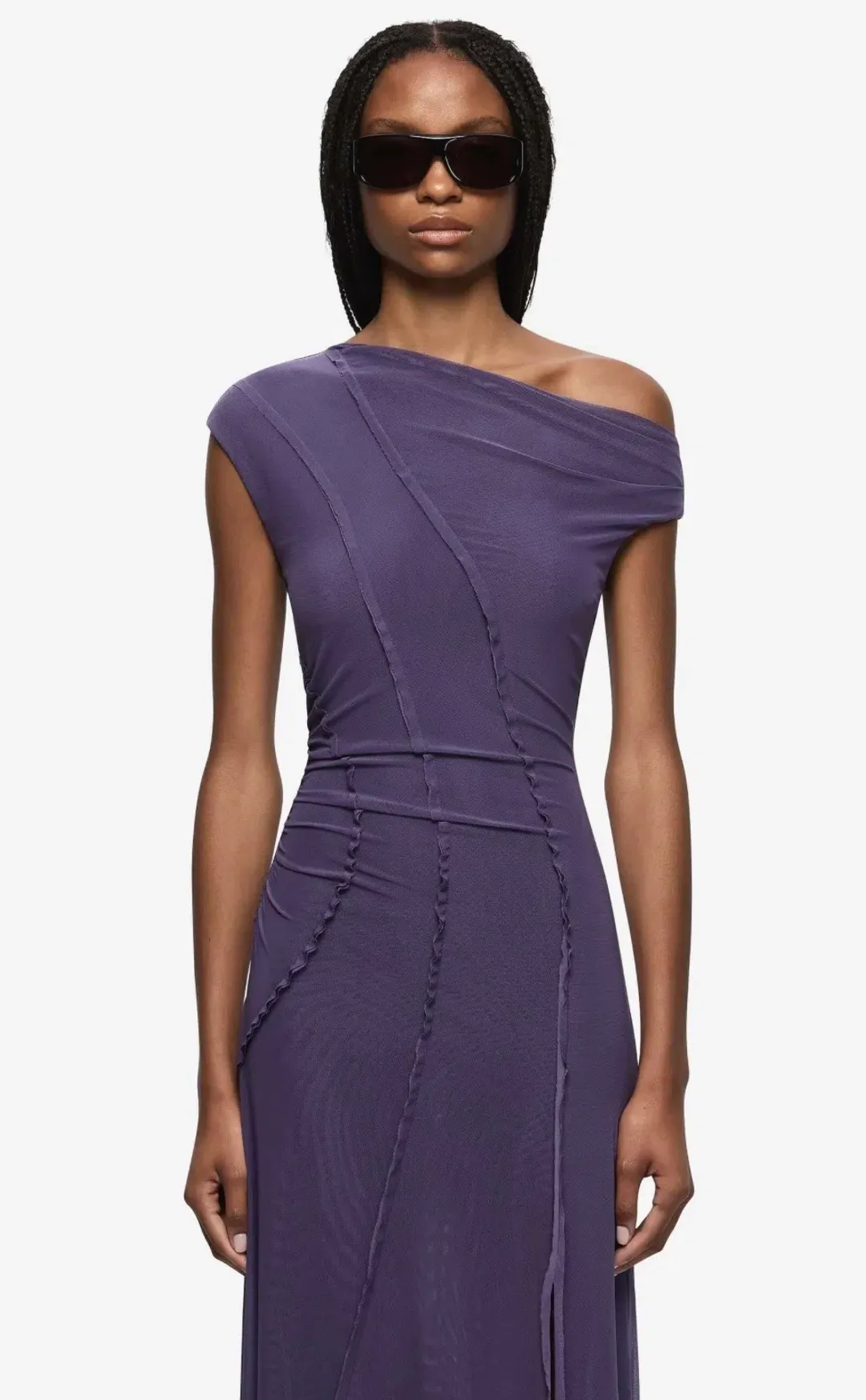Bec & Bridge Delila Asym Midi Dress in Amethyst size AU 8 for rent on The Volte - main image