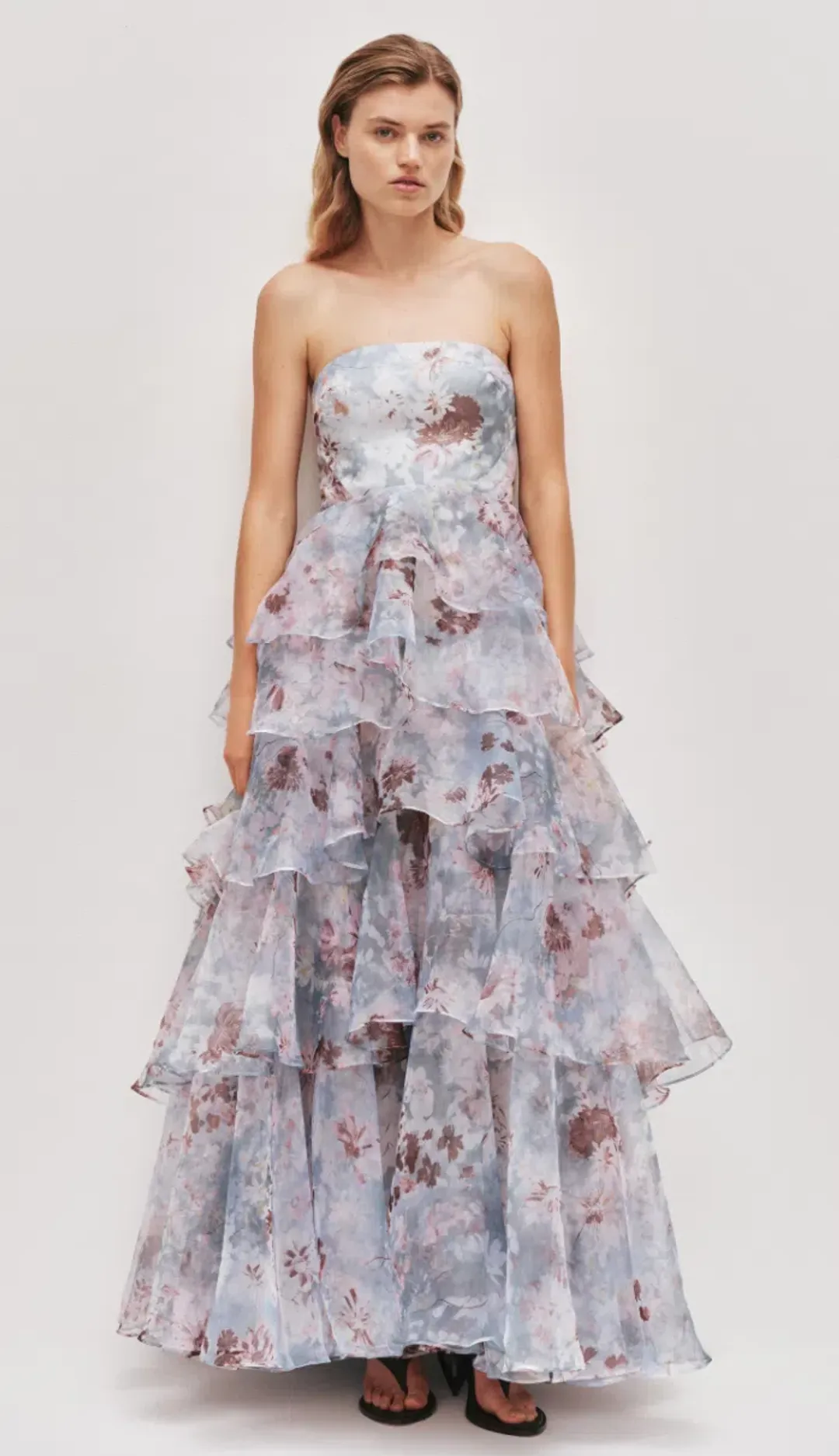 Aje Gabriella Dress Size 10 Blue Floral for rent on The Volte - main image