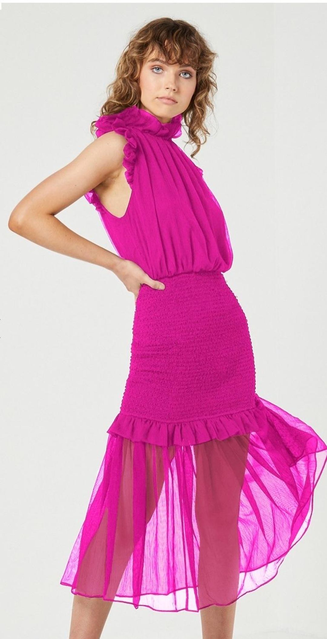 Elliatt Capture Midi Dress Pink Size 8 for rent on The Volte - main image