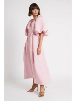 Aje Evermore Midi Dress Size AU 14 Rose Pink Puff Sleeve Gown for rent on The Volte - image 5