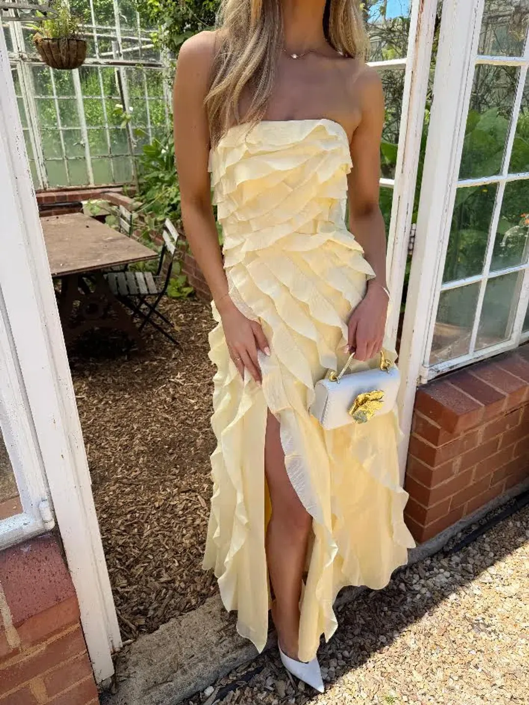  💛 Aje ALLAIRE GOWN in Butter Yellow - Size 6 AU  💛 Ruffled Tiered Maxi Dress  💛 for rent on The Volte - main image