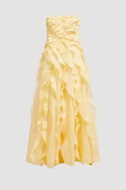  💛 Aje ALLAIRE GOWN in Butter Yellow - Size 6 AU  💛 Ruffled Tiered Maxi Dress  💛 for rent on The Volte - image 6