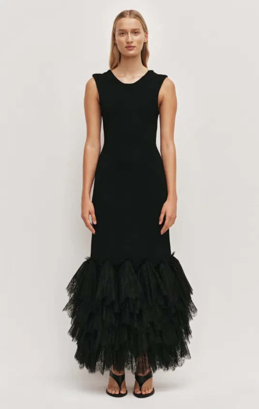 AJE Thalia Knit Midi Dress Black Size XS for rent on The Volte - main image