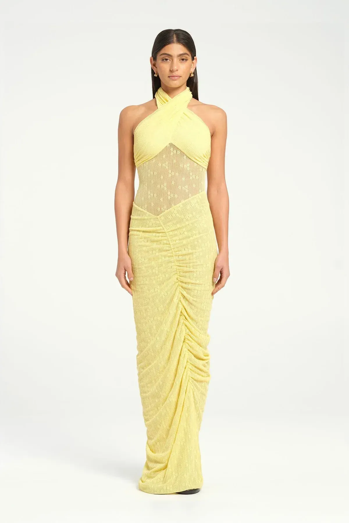 BENNI Hudson lace maxi dress butter yellow size 10 for rent on The Volte - main image