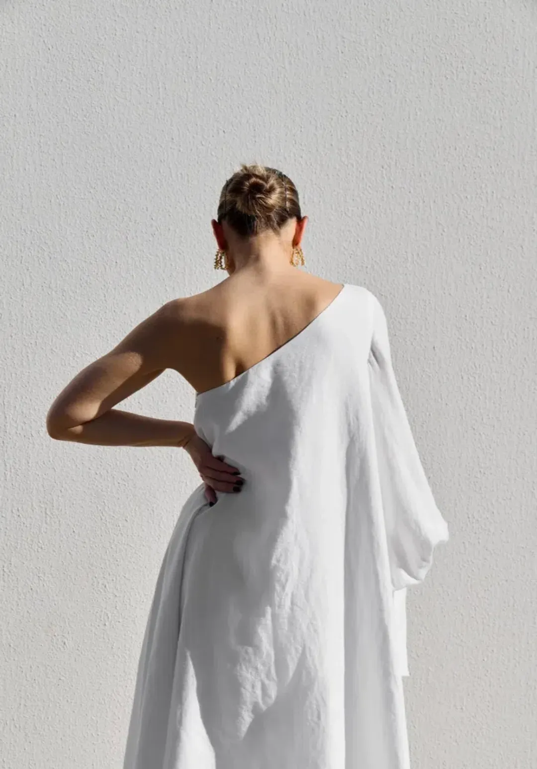 Isabella Longginou - White Balloon Sleeve Swing Dress - Size 14 / US 10 for rent on The Volte - main image