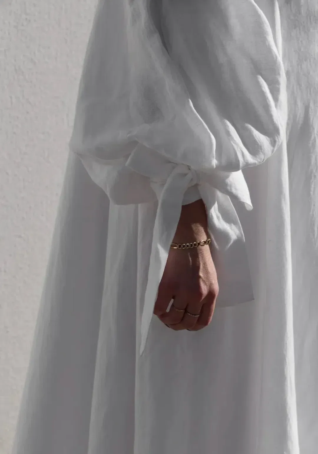 Isabella Longginou - White Balloon Sleeve Swing Dress - Size 14 / US 10 for rent on The Volte - main image
