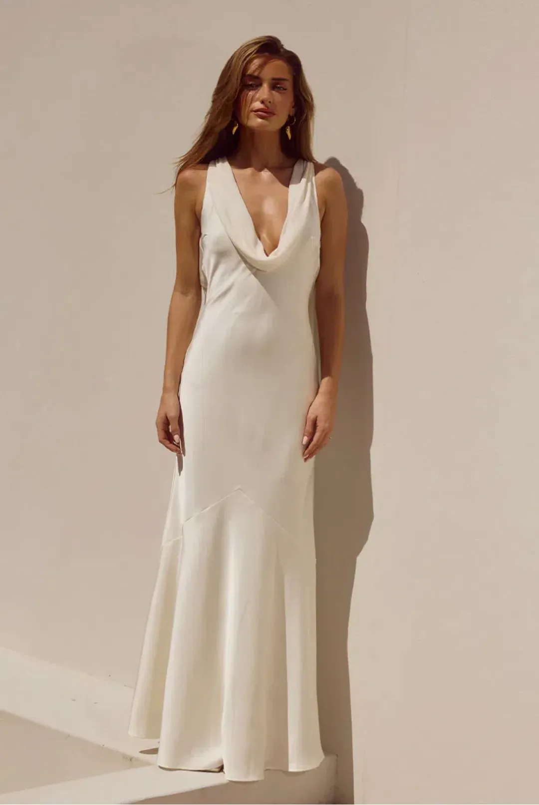 RUNAWAY THE LABEL - GABRIELLA COWL MAXI DRESS - IVORY for rent on The Volte - main image