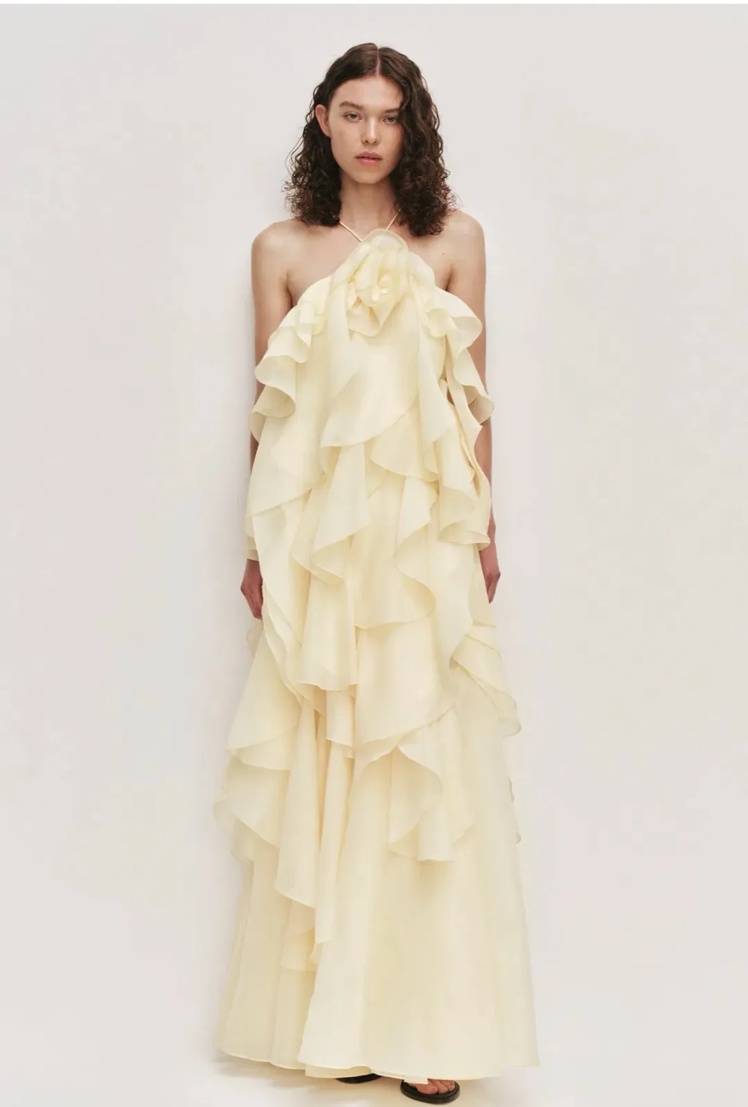 Aje Pandorea layered maxi dress butter yellow size 10 for rent on The Volte - main image