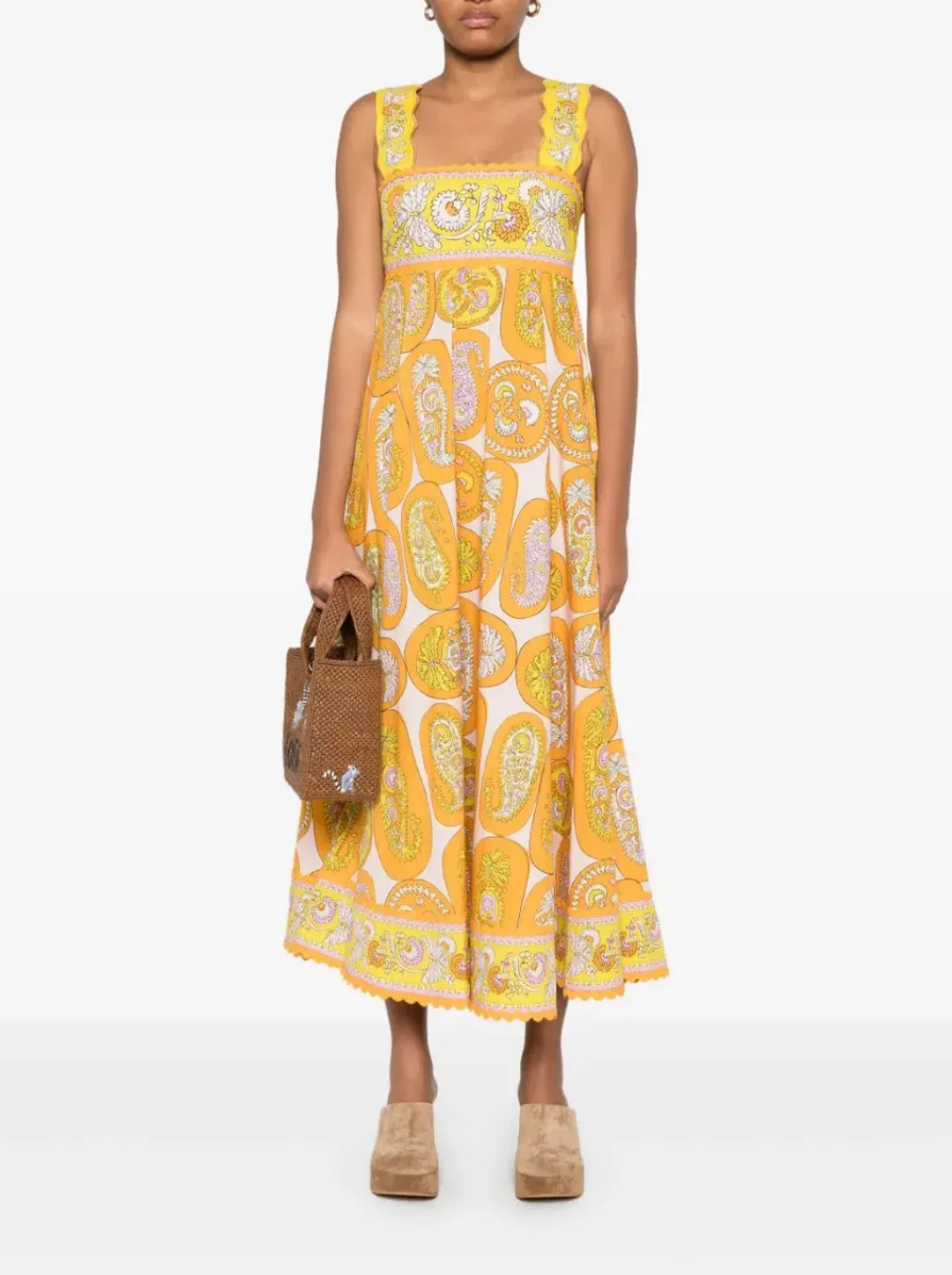 ALEMAIS- Diana Midi Dress-Yellow Multi- Size 14 for rent on The Volte - main image