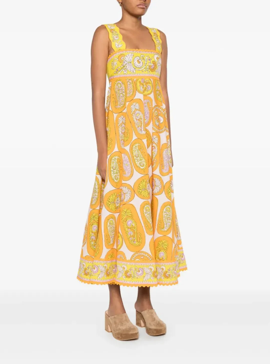 ALEMAIS- Diana Midi Dress-Yellow Multi- Size 14 for rent on The Volte - main image