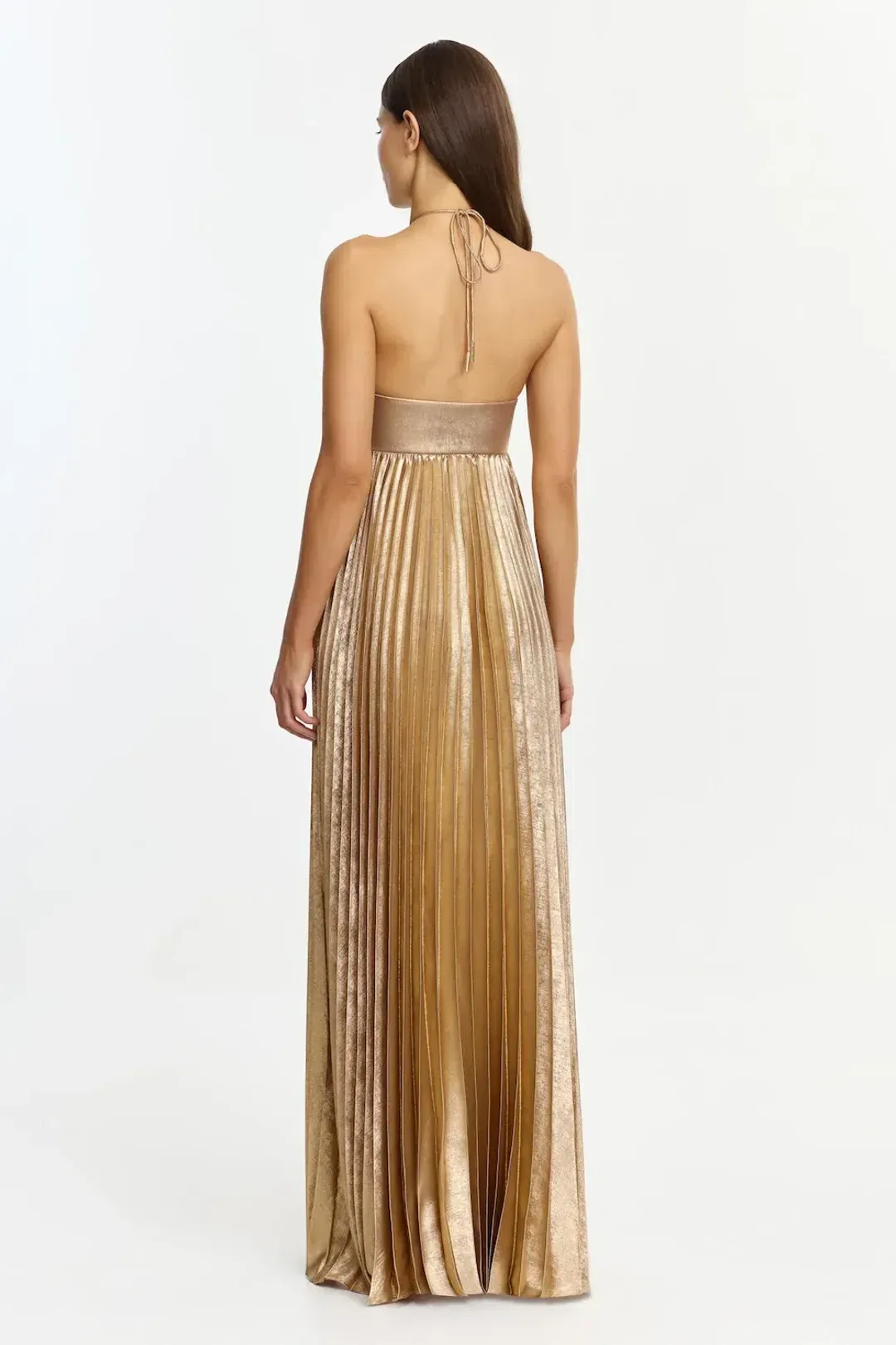 acler dress gold Acler Women's Fintry Metallic Pleated Gown - Gold