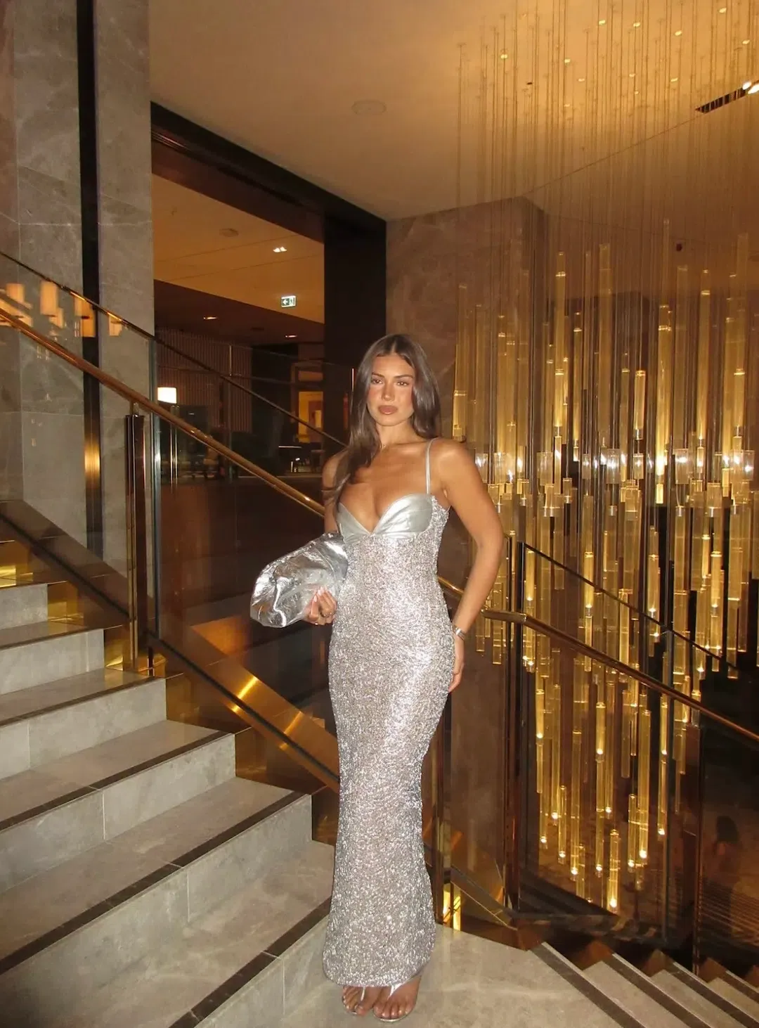 SIRA MAXI DRESS | SILVER - SIZE 6 for rent on The Volte - main image