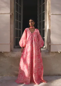 Morton Mac Delphina Maxi Dress & Neck Scarf in Blush Rose One Size  for rent on The Volte - image 1