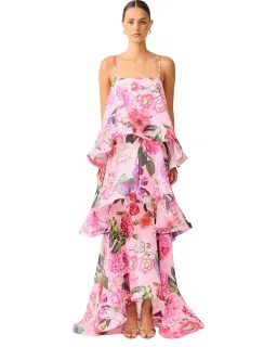 Elliatt Armani Tiered Maxi Dress Pink Floral Size M for rent on The Volte - image 2