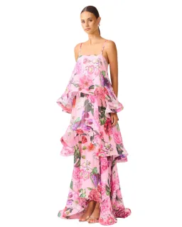 Elliatt Armani Tiered Maxi Dress Pink Floral Size S for rent on The Volte - image 4