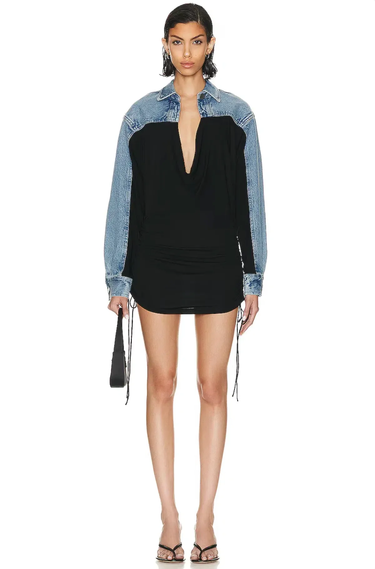 Christopher Esber Blue/Black Denim Cummerbund Shirt Dress -Size 12 AU for rent on The Volte - main image