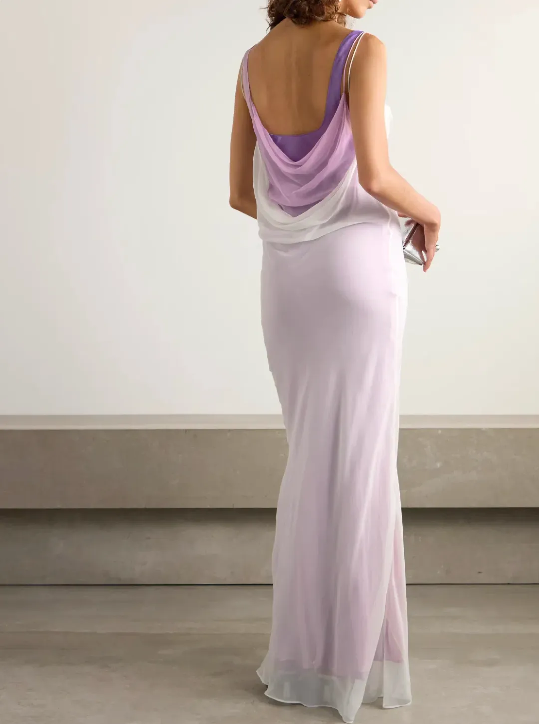 Christopher Esber Grape Multi Tri Layered Cowl Dress - Size 10 AU for rent on The Volte - main image