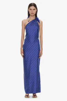 Christopher Esber Bandana Scarf Tie Dress indigo bandana print Size 6 for rent on The Volte - image 1
