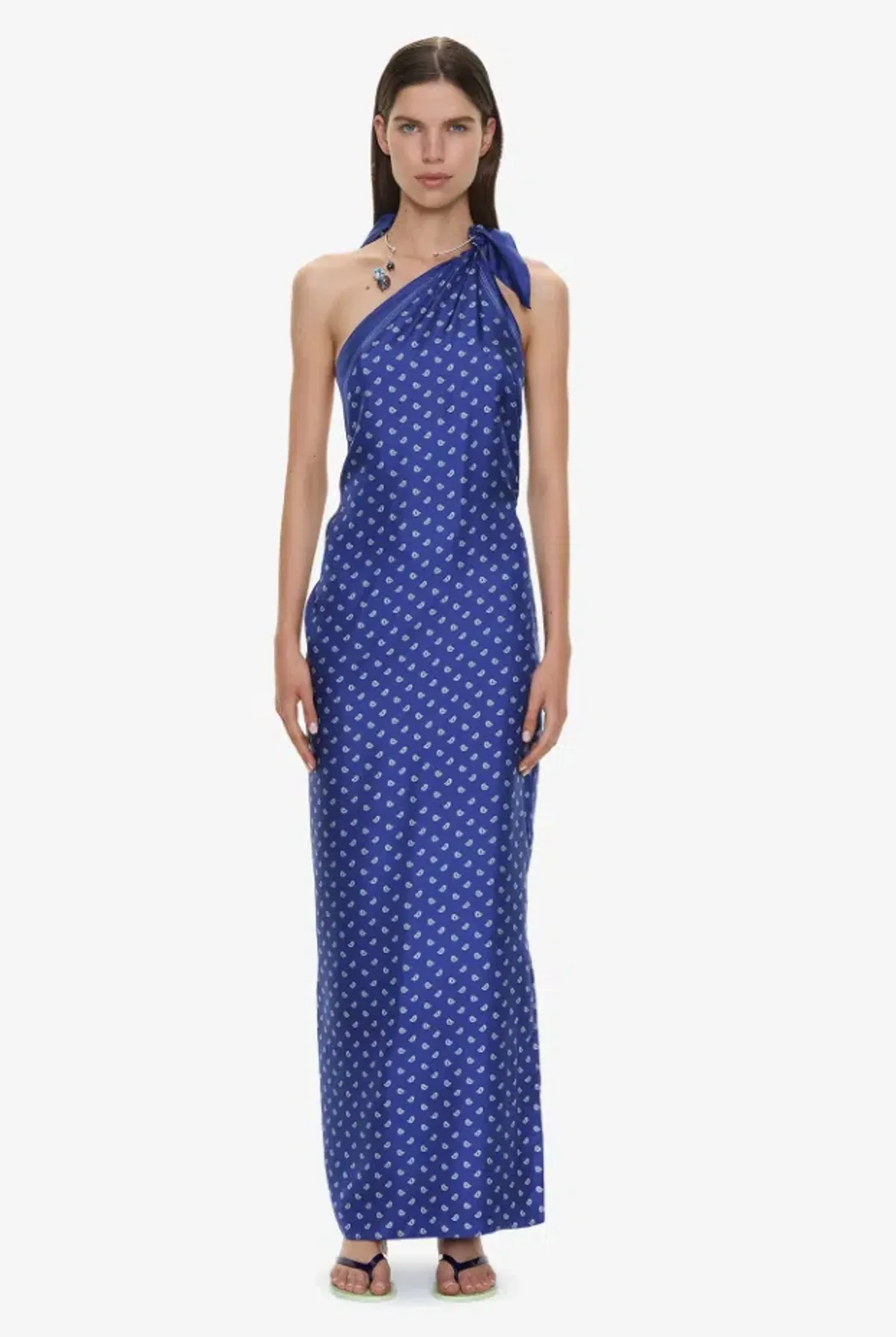 Christopher Esber Bandana Scarf Tie Dress indigo bandana print Size 8 for rent on The Volte - main image