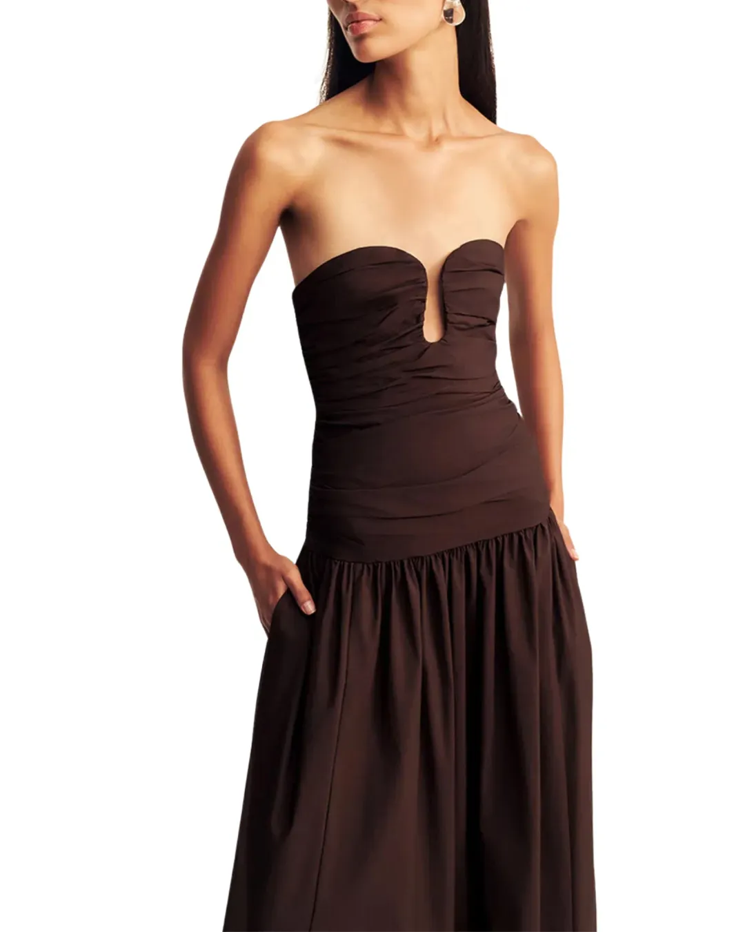 Shona Joy Campbell Fitted Drop Waist Maxi Dress Ristretto Size 10 for rent on The Volte - main image