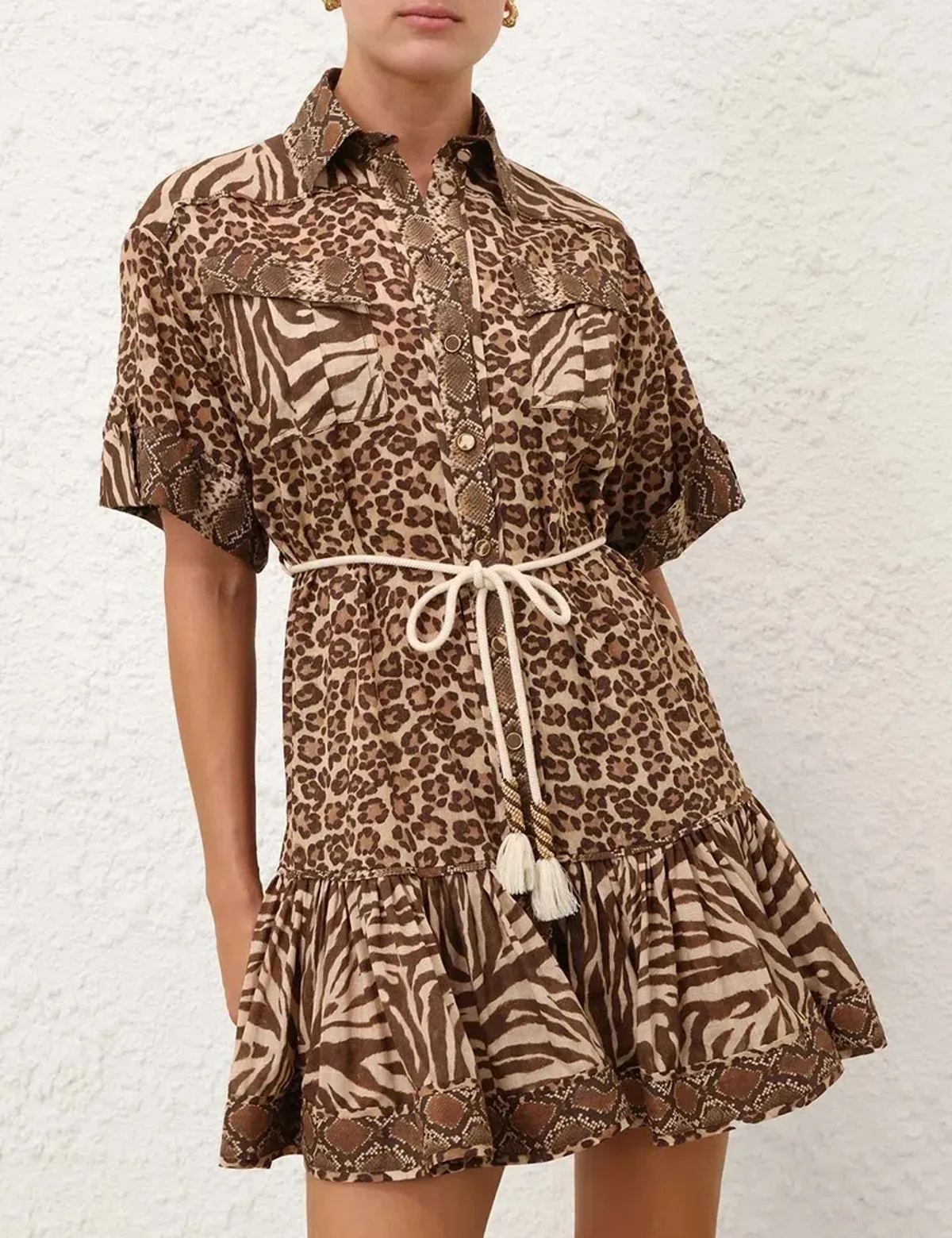 Zimmermann Wanderlust Lantern Mini Dress - size 1 for rent on The Volte - main image