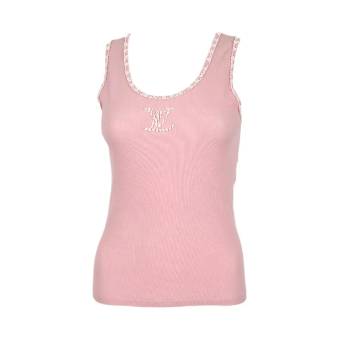 Louis Vuitton Pink Beaded Logo Tank for rent on The Volte - main image
