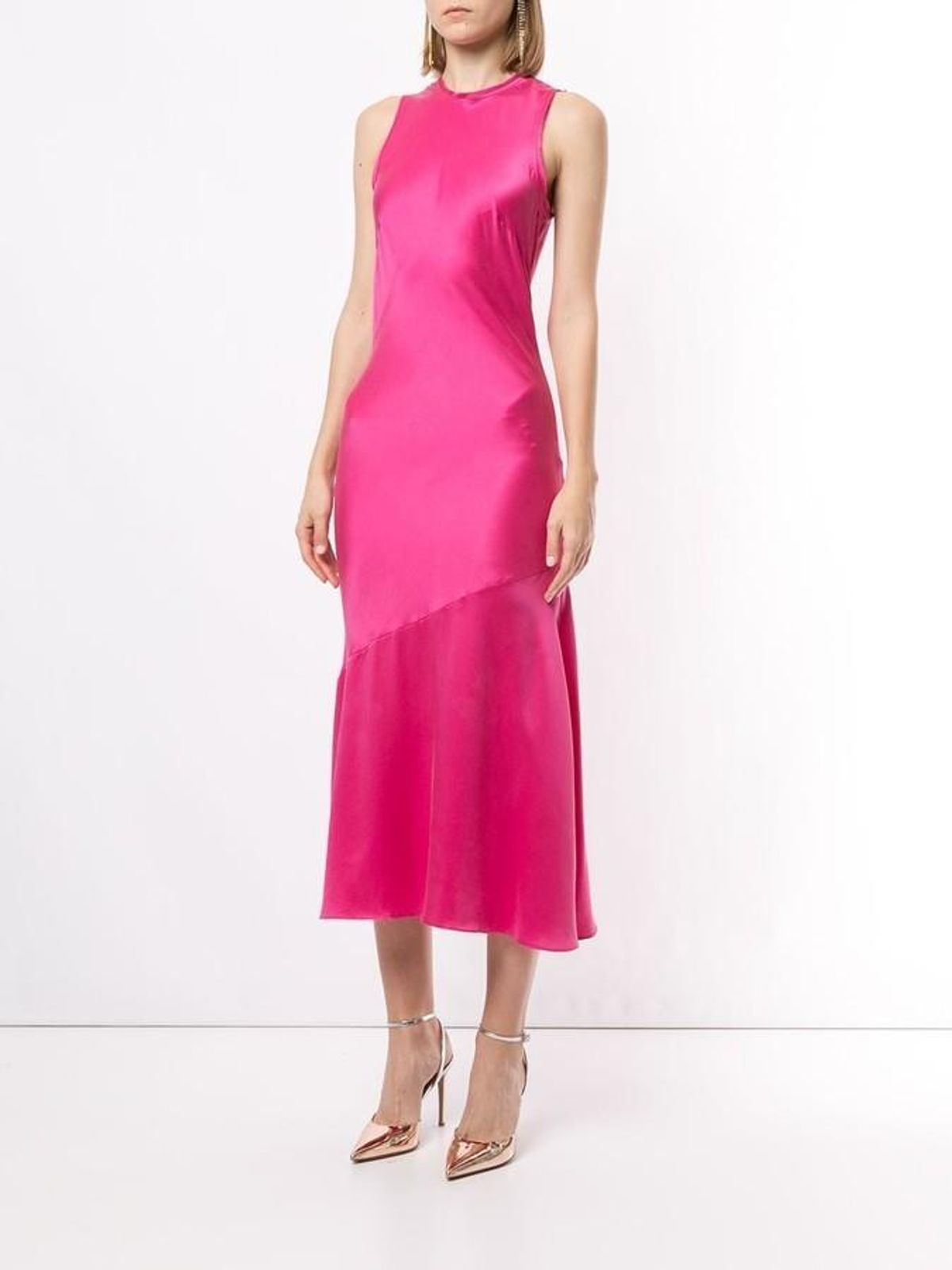 Rebecca Vallance Sophia Silk Midi Dress Pink Size 6 for rent on The Volte - main image