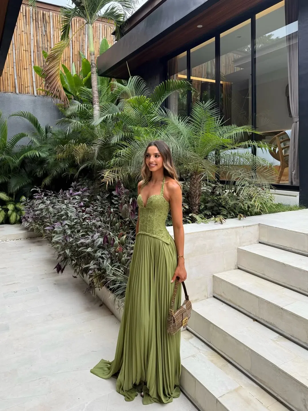 Fenity Gaia Maxi Dress in Green Size L for rent on The Volte - main image