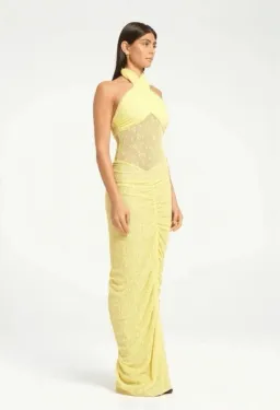 BENNI Hudson Lace Maxi Dress In Butter | Size AU 8 for rent on The Volte - image 1