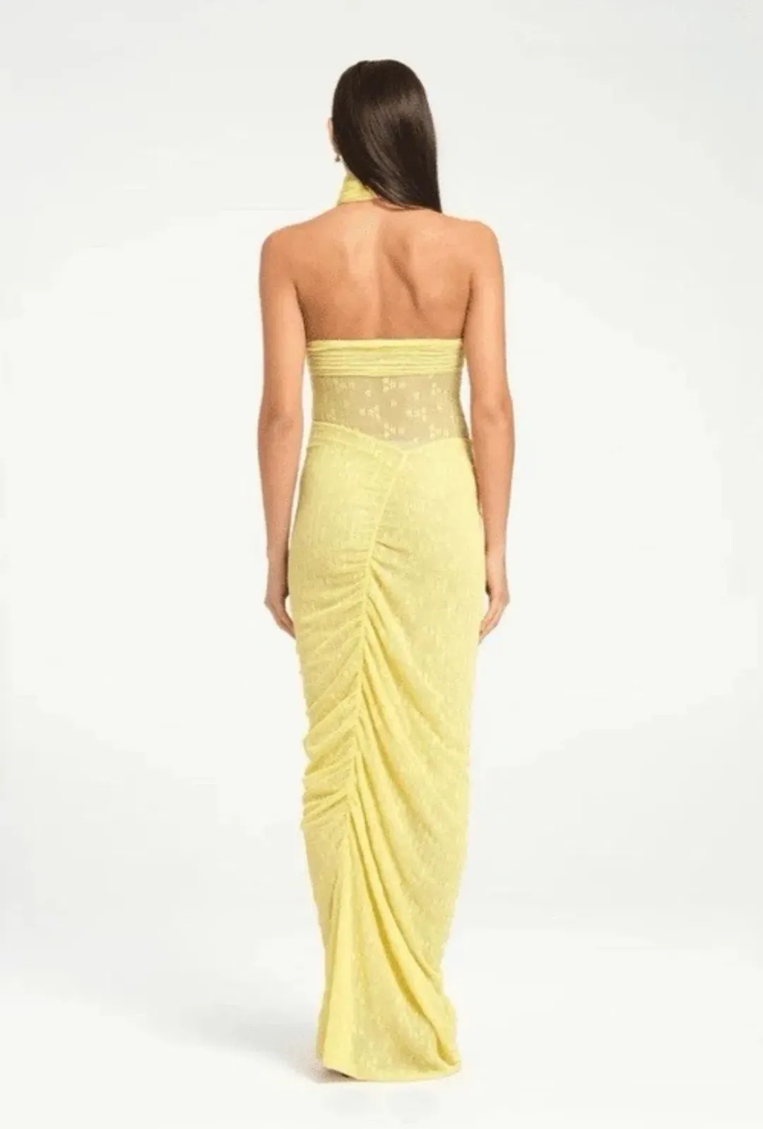 BENNI Hudson Lace Maxi Dress In Butter | Size AU 8 for rent on The Volte - main image