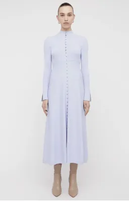 Scanlan Theodore Crepe Knit Button Polo Dress Light Blue / Mauve Size M / AU 10 for rent on The Volte - image 2
